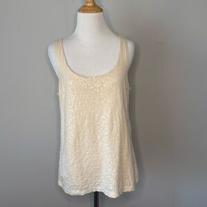 Talbots Sequined Tank Top Ivory Medium